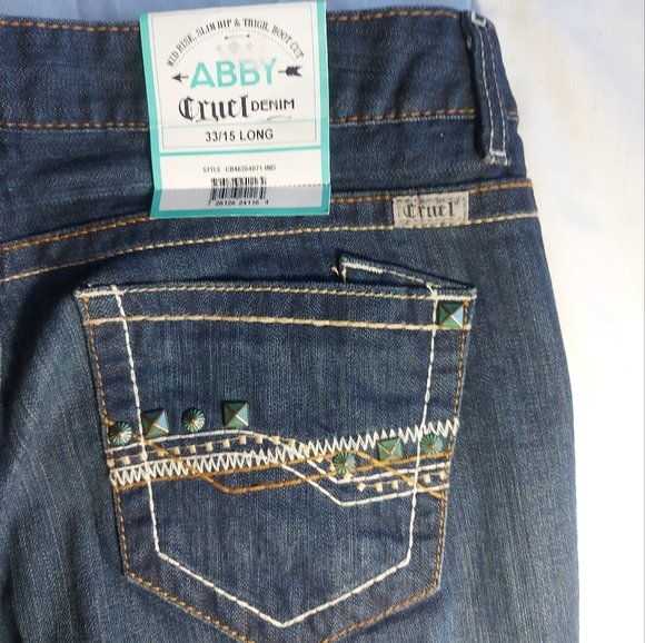 NWT Rocky Mountain Clothing Cruel Denim ABBY blue jeans, 33/15 long - Picture 11 of 15